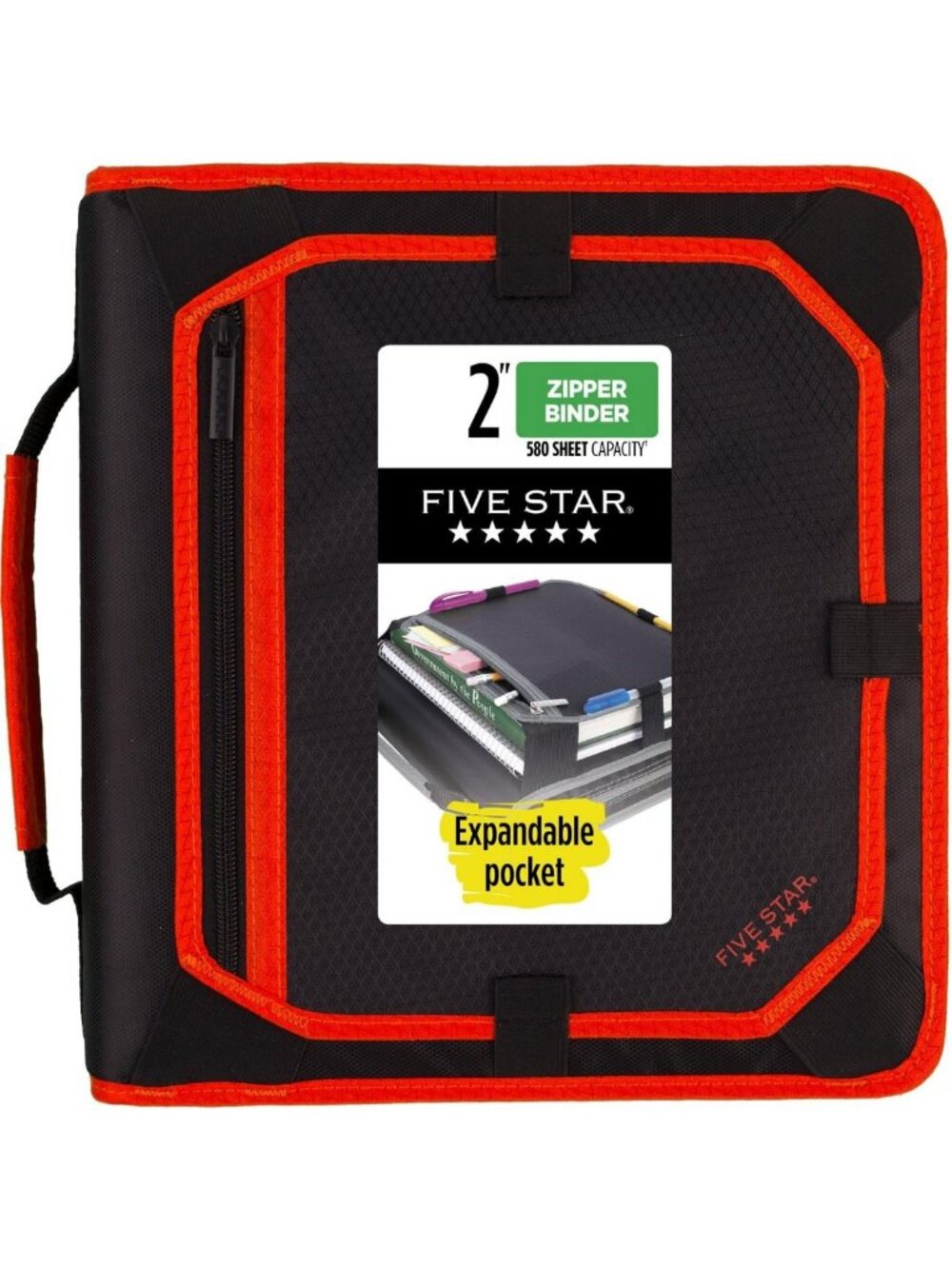 2-Inch Zipper Binder with 3-Ring Round Rings, Expanding File & 580 Sheet